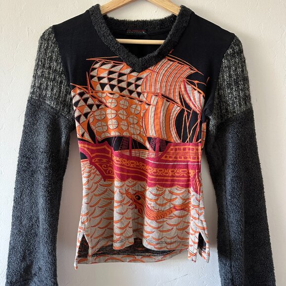 Custo Barcelona Top Women's Size Small Graphic Long Sleeve T, Vintage Size Small - Picture 2 of 7